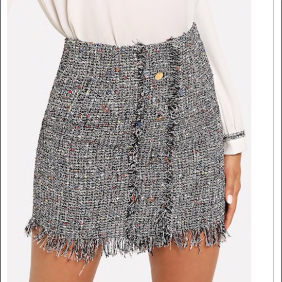 Dresses & Skirts - FRAYED TWEED SKIRT Dresses & Skirts - FRAYED TWEED SKIRT